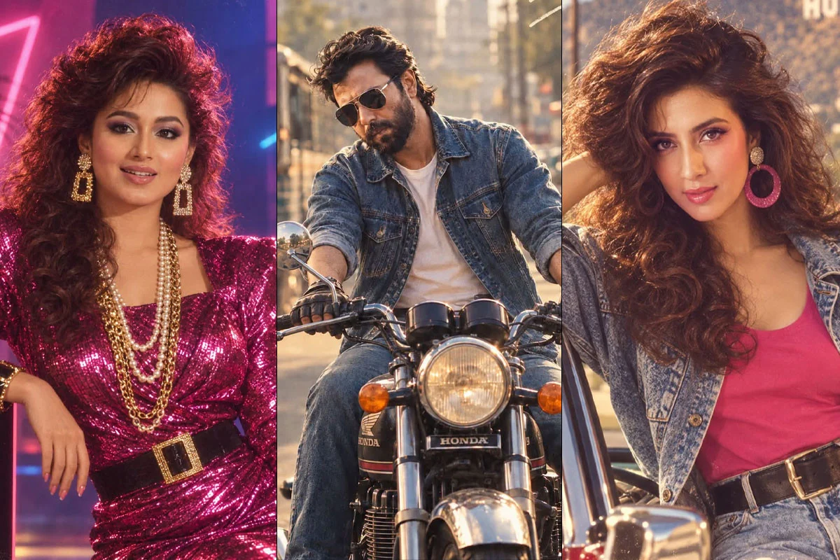 সোশ্যাল মিডিয়ায় আশির দশকের হাওয়া, রেট্রো লুকে তারকারা