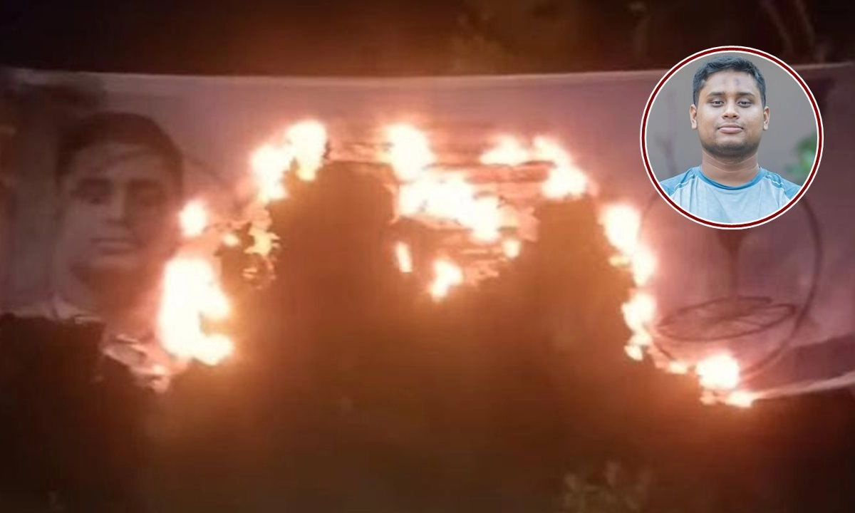 কুমিল্লায় হাসনাত আবদুল্লাহর নির্বাচনী ব্যানারে দুর্বৃত্তদের আগুন