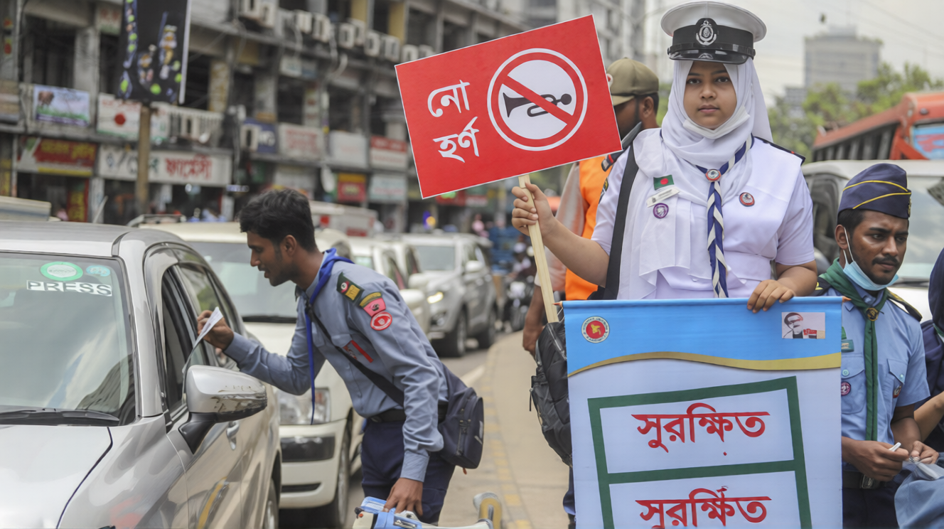 'নীরব এলাকা' ঘোষণা ডিএমপির, হর্ন বাজালে জরিমানা ১০ হাজার টাকা