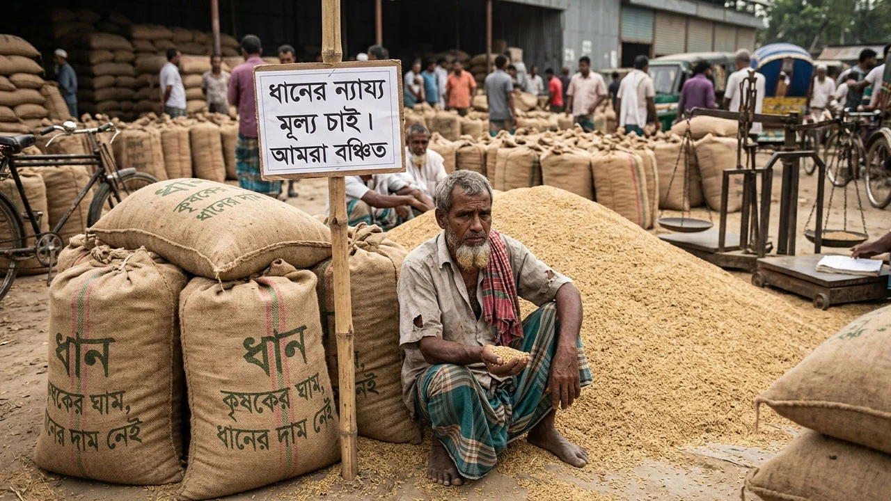হাওরাঞ্চলে ধানের ন্যায্যমূল্য না পেয়ে কৃষকদের ক্ষোভ