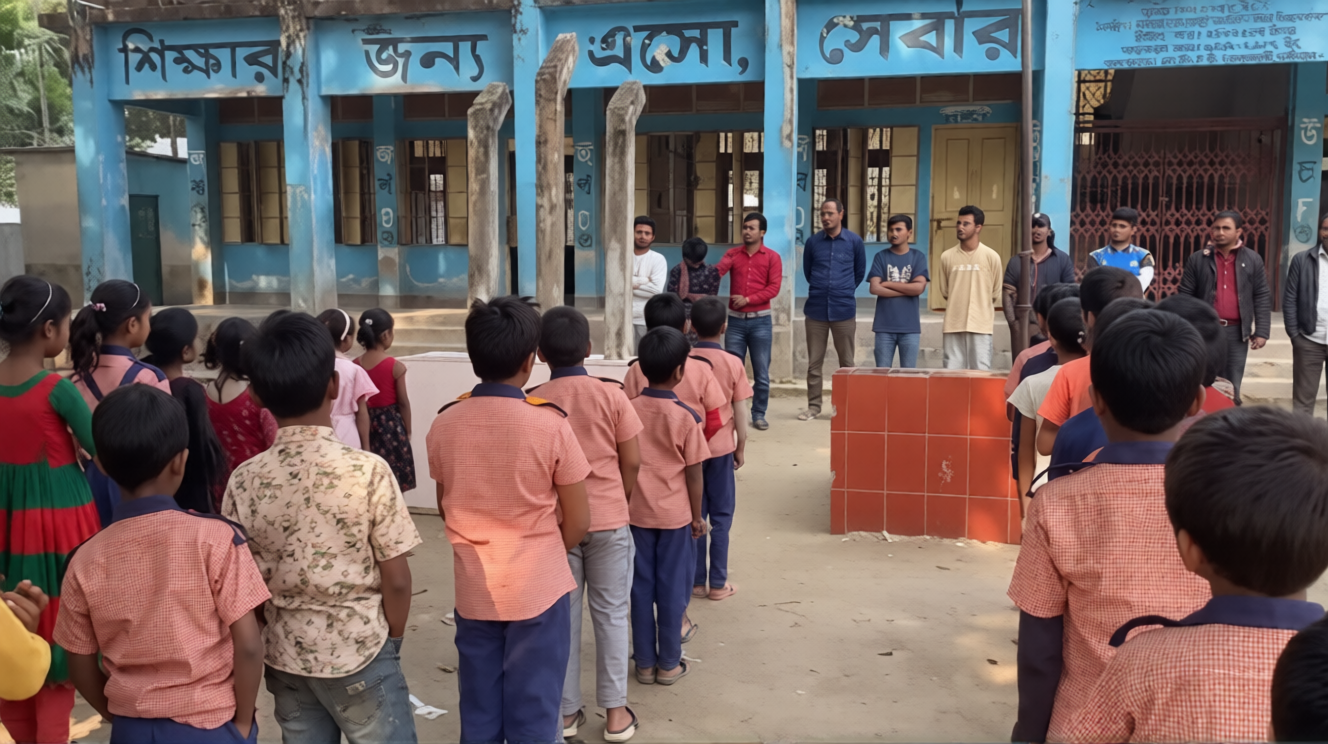 ভোটার হলে ধানের শীষে ভোট দিতাম, স্কুলে শিশুদের শপথ পড়ালেন ছাত্রদল নেতা